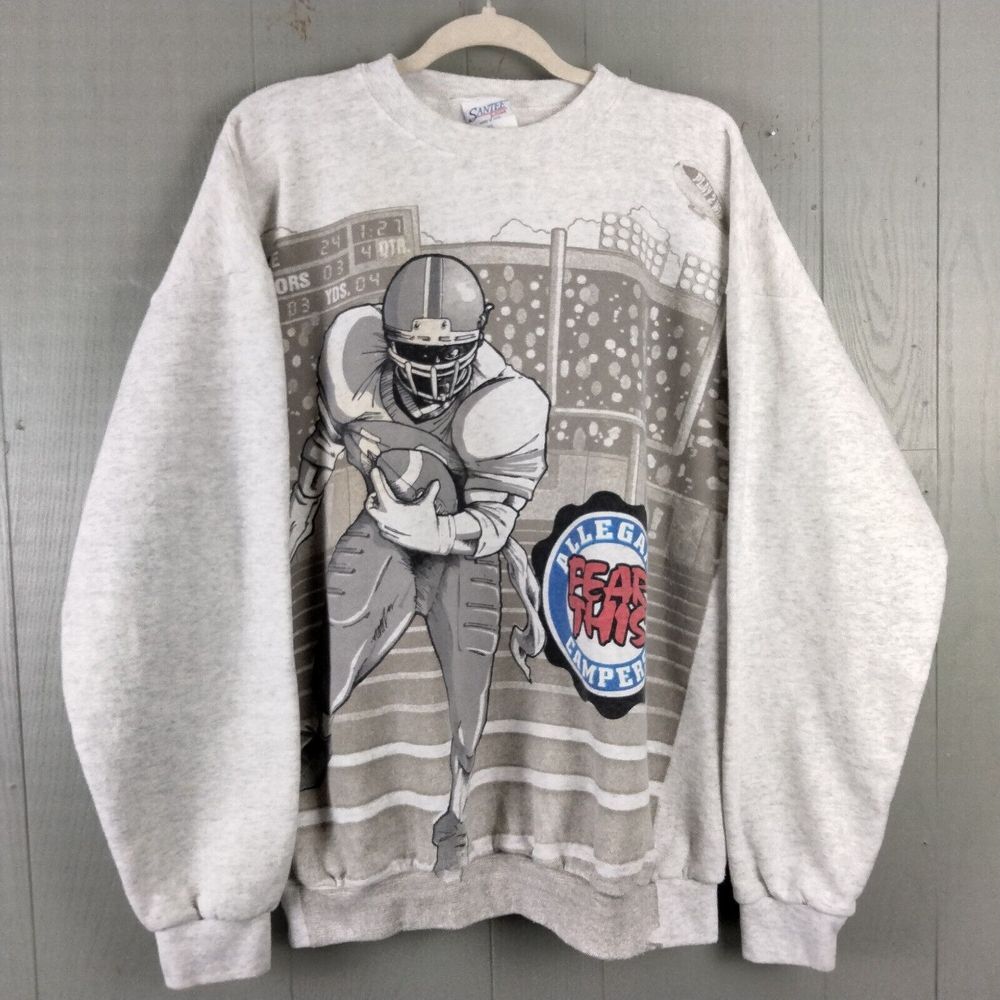 Vintage High School Football Sweatshirt‎ XL Gray Fear This Double Sided Made USA